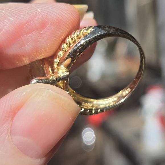 Green Amethyst 8k emerald cut sterling & gold ring sz9 - Picture 8 of 11